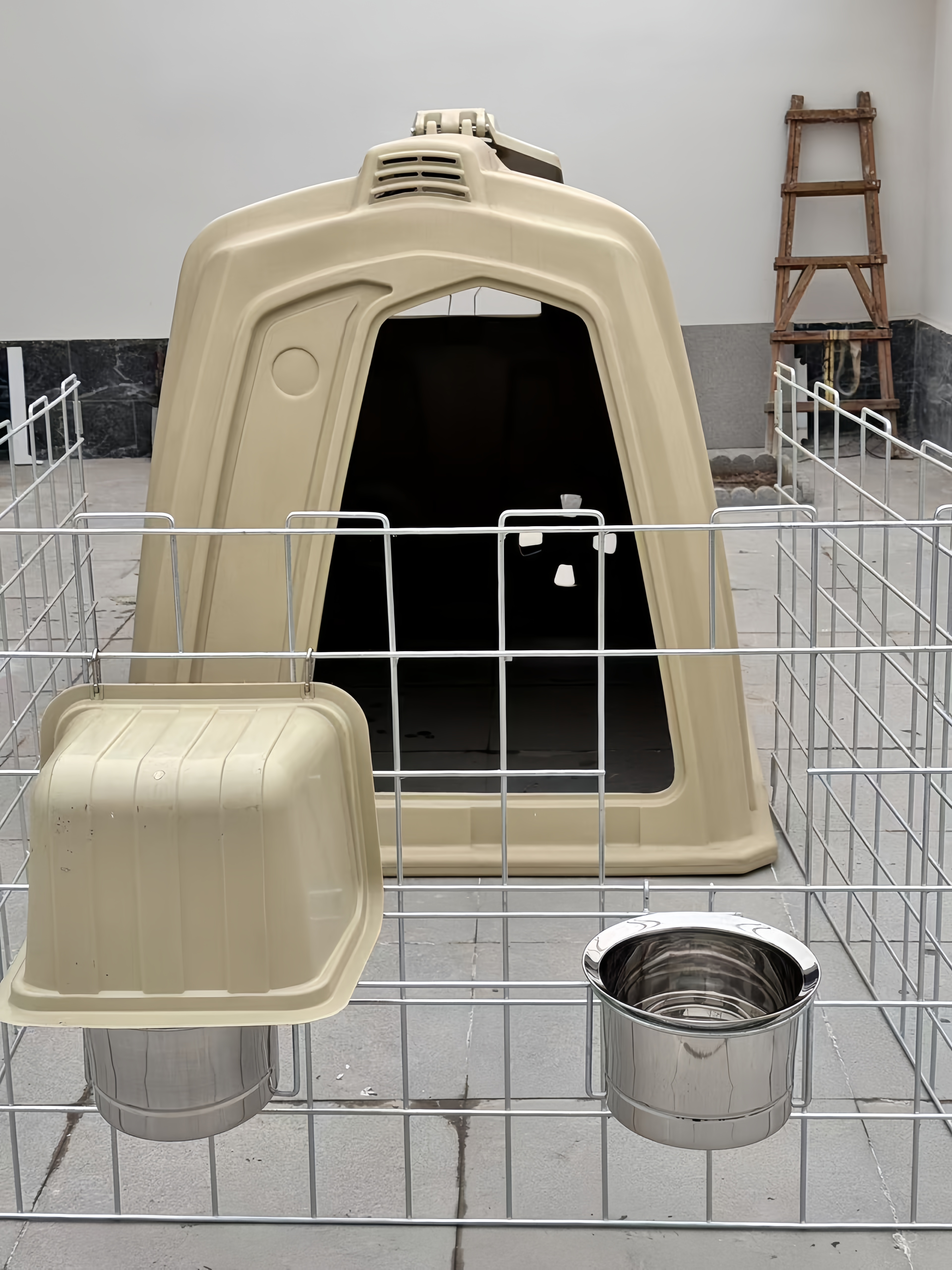 calf hutch with fence